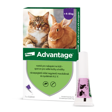 Advantage 80 mg roztok pro nakapání na kůži – spot-on pro velké kočky a králíky