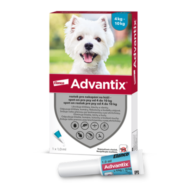 ADVANTIX roztok pro nakapání na kůži – spot-on pro psy od 4 do 10 kg