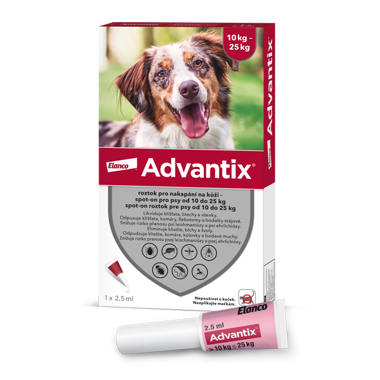 ADVANTIX roztok pro nakapání na kůži – spot-on pro psy od 10 do 25 kg