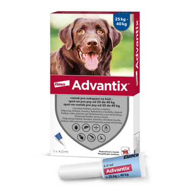 ADVANTIX roztok pro nakapání na kůži – spot-on pro psy od 25 kg do 40 kg
