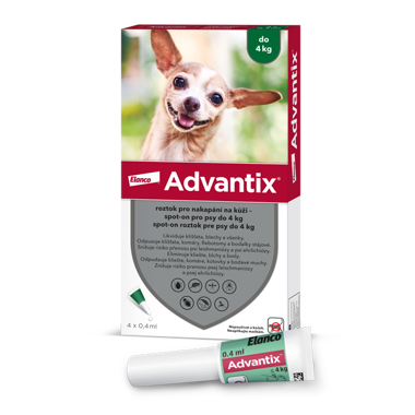 ADVANTIX roztok pro nakapání na kůži – spot-on pro psy do 4 kg