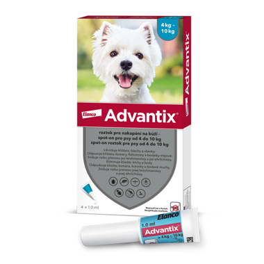 ADVANTIX roztok pro nakapání na kůži – spot-on pro psy od 4 do 10 kg