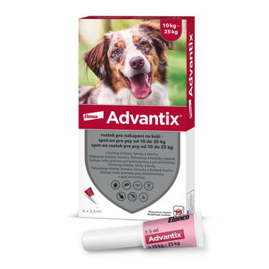 ADVANTIX roztok pro nakapání na kůži – spot-on pro psy od 10 do 25 kg