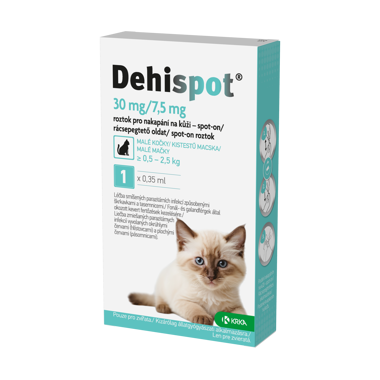Dehispot 30 mg/7,5 mg roztok pro nakapání na kůži – spot-on pro malé kočky